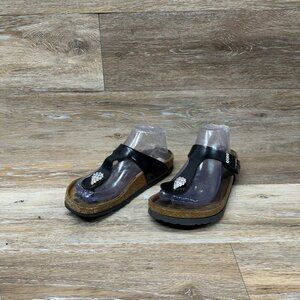 Birkenstock Gizah Thong Black w/Gem Accents Sandal Women's Size EU 37